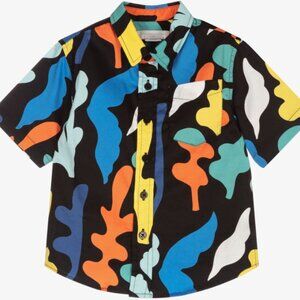 NWT Stella McCartney Kids Seaweed Print Cotton Button-Down Short Sleeve Shirt